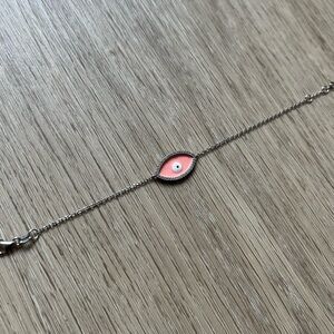 Pink Evil Eye sterling silver w zirconia Bracelet